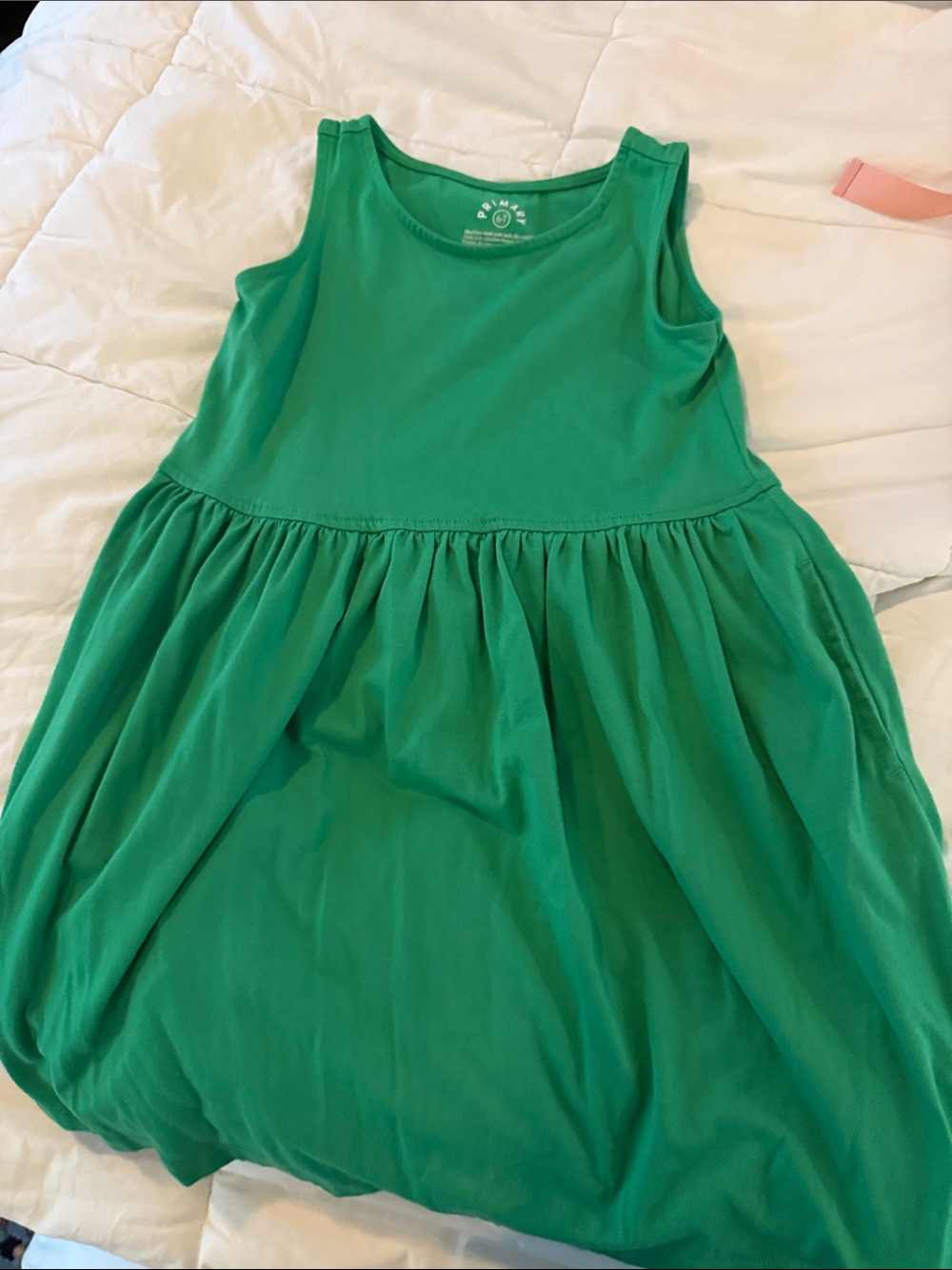 Primary Green Tank Dress for Kids
